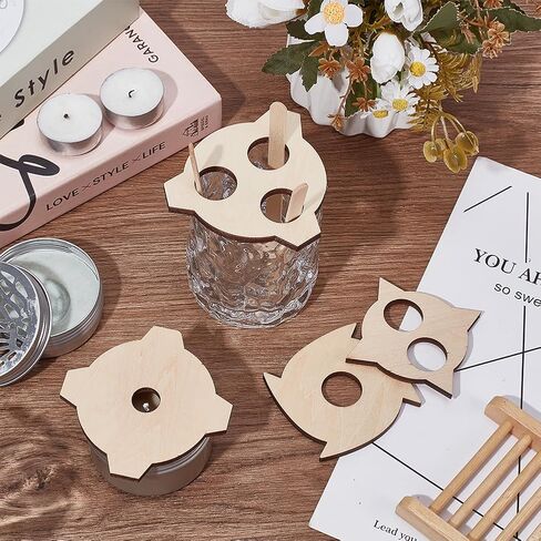 BENECREAT 8pcs Burlywood Wick Centering Tool, Round Wood Candle Wicks Centering Devices Wooden Wick Stabilizer Holder for Candle DIY Making, Cotton Wick Holder in Saudi Arabia