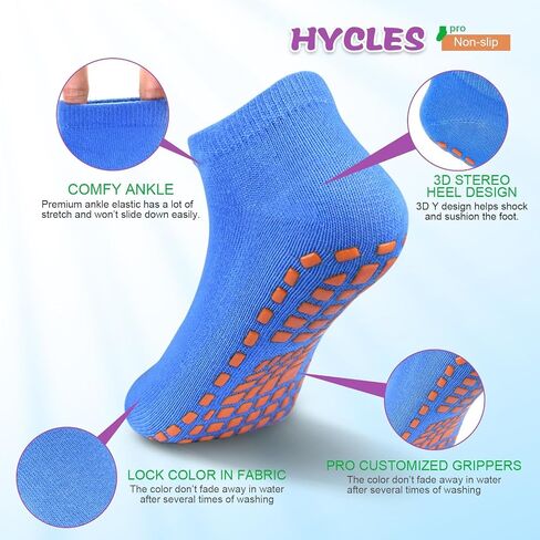 HYCLES Boys Girls Non-Slip Toddler Socks Grip Ankle Sticky Socks Anti-Skid Sock for Kids 6 Pairs for 2-13 Years Kids in Saudi Arabia