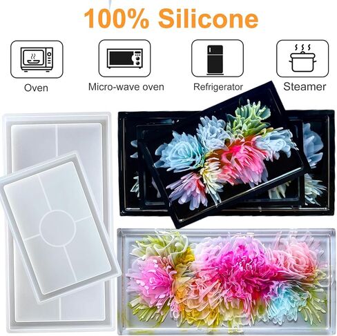 2 PCS Silicone Coaster Molds,Rectangle Resin Molds,Durable Silicone Coaster Molds,Epoxy Resin Concrete for DIY Jewelry Trinket Dish, Rolling Tray, Gifts, Home Decor Crafts in Saudi Arabia