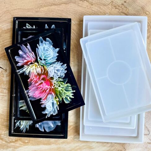 2 PCS Silicone Coaster Molds,Rectangle Resin Molds,Durable Silicone Coaster Molds,Epoxy Resin Concrete for DIY Jewelry Trinket Dish, Rolling Tray, Gifts, Home Decor Crafts in Saudi Arabia