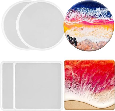 2 PCS Silicone Coaster Molds,Rectangle Resin Molds,Durable Silicone Coaster Molds,Epoxy Resin Concrete for DIY Jewelry Trinket Dish, Rolling Tray, Gifts, Home Decor Crafts in Saudi Arabia