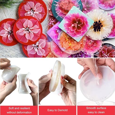 2 PCS Silicone Coaster Molds,Rectangle Resin Molds,Durable Silicone Coaster Molds,Epoxy Resin Concrete for DIY Jewelry Trinket Dish, Rolling Tray, Gifts, Home Decor Crafts in Saudi Arabia