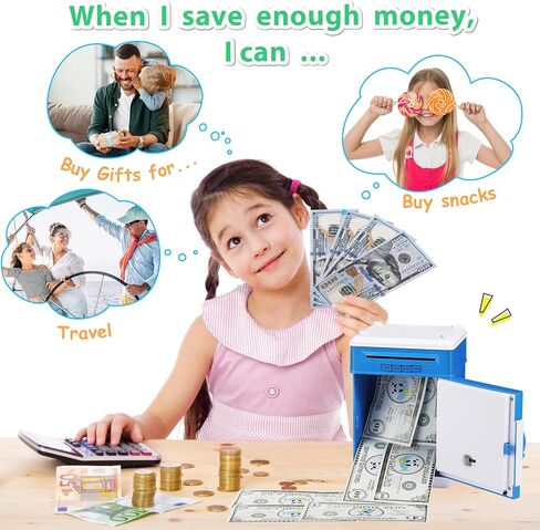 حصالة العاب للبنات بعمر 8 و9 و10 سنوات، هدايا عيد الميلاد للكريسماس للاطفال 8-12 سنة، حصالة نقود ارجوانية للبنات من سن 6-8-10 سنوات، حصالة نقود ايه تي ام لاغراض الفتيات المراهقات بعمر 7-8-12 سنة in Kuwait