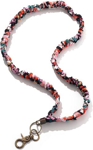 Scrunchie Lanyards for ID Badges and Keys, Cute Teacher Lanyard for Women, Nurses or Cruise, Stretchy Retractable Lanyard in Saudi Arabia