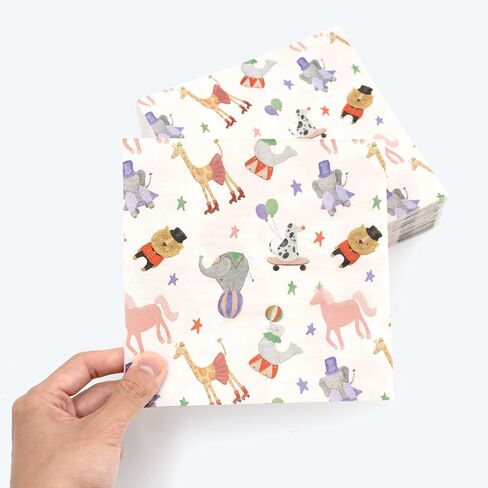 Cheerland Circus Party Napkins Carnival Themed Circus Animals Printed Party Disposable Napkins For Themed Birthday Baby Shower Party Supplies - Pack of 50 in Saudi Arabia