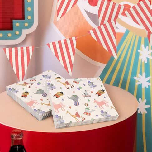 Cheerland Circus Party Napkins Carnival Themed Circus Animals Printed Party Disposable Napkins For Themed Birthday Baby Shower Party Supplies - Pack of 50 in Saudi Arabia