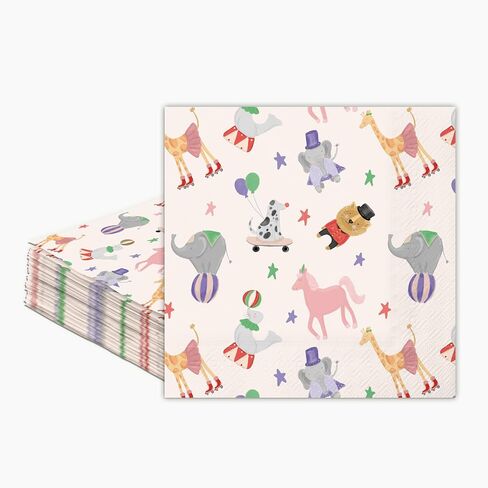 Cheerland Circus Party Napkins Carnival Themed Circus Animals Printed Party Disposable Napkins For Themed Birthday Baby Shower Party Supplies - Pack of 50 in Saudi Arabia