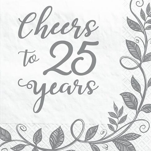 Anniversary Beverage Napkins | "Cheers To 25 Years" Stamp in Saudi Arabia