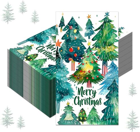 Christmas Tree Guest Napkins Christmas Paper Napkins Disposable Christmas Guest Napkins Decorative Hand Napkin Xmas Lunch Dinner Decorative for Xmas Winter Holiday Table Decor, 40Pcs, 4.5x8 Inch in Kuwait