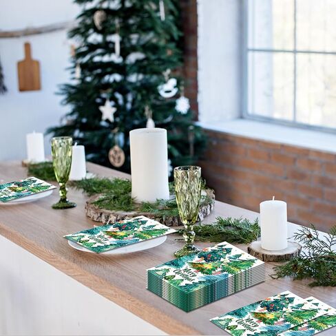 Christmas Tree Guest Napkins Christmas Paper Napkins Disposable Christmas Guest Napkins Decorative Hand Napkin Xmas Lunch Dinner Decorative for Xmas Winter Holiday Table Decor, 40Pcs, 4.5x8 Inch in Kuwait