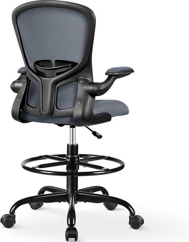 FelixKing Drafting Chair, Tall Office Chairs with Footrest Ring, Home Standing Desk High Chair with Lumbar Support Adjustable Counter Height Ergonomic Swviel Rolling Chairs for Working (Black) in Kuwait