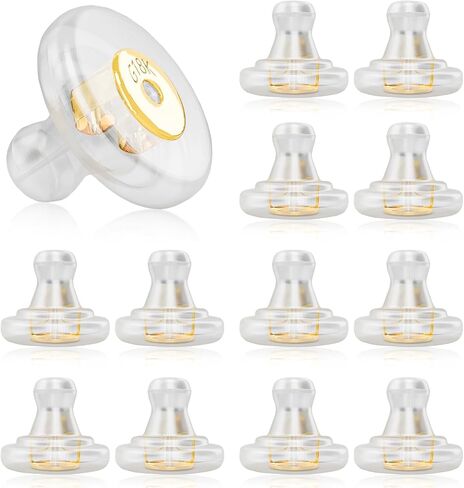 Silicone Earring Backs, 18K Gold Secure Locking Design for Studs, Hypoallergenic Replacement for Droopy Ears, No-Irritation Earring Backs for Men and Women(12 PCS) in Saudi Arabia