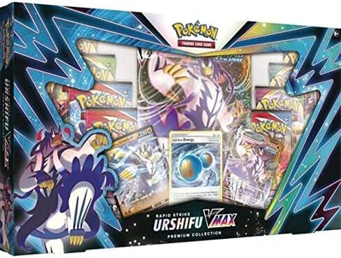 Pokemon Rapid Strike Urshifu VMAX Premium Collection Box - 8 Packs, Promos in Saudi Arabia