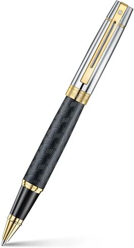 Sheaffer 300 Rollerball Pen| E9347 Engraved Matt Black Barrel and Shiny Chrome Cap with PVD Gold Trims | Premium Rollerball Pen in Saudi Arabia