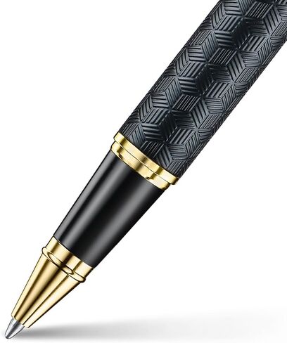 Sheaffer 300 Rollerball Pen| E9347 Engraved Matt Black Barrel and Shiny Chrome Cap with PVD Gold Trims | Premium Rollerball Pen in Saudi Arabia