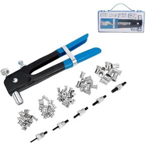 KUNTEC 86pcs Rivet Nut Tool Kit Blind Rivet Nut Hand Riveter Wrench Threaded Insert Rivet Nutsert M3/M4/M5/M6/M8
