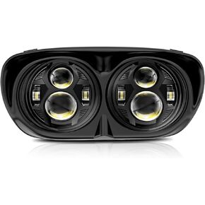 M MIBAHE 120W 5.75 Inch Dual LED Headlight for Motorcycle Road Glide 2004-2013, Black