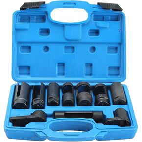 ATPEAM Oxygen Sensor Socket Set 10 Piece O2 Sensor Socket Set Oxygen Sensor Removal Tool Sensor Oil Pressure Sending Unit Socket Set 1/2in and 3/8in Sq Drive Oil Pressure Sensor Socket
