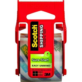 Scotch Brand Sure Start Shipping Packaging Tape with Dispenser, 2 Inches x 800 Inches (145), Clear