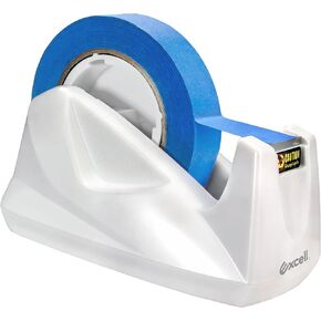 Excell Premium Dualcore Desktop Tape Dispenser (1" + 3" core) with Sand Weighted Base, White Desk Tape Dispensers Use for Office, Gift Store and Wrapping Purpose