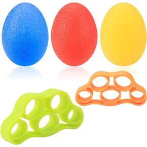 3 Pcs Hand Grip Strength Balls with 2 Pcs Finger Strengthener, Wrist Grip Strengthener Trainer, Stress Relief Balls Trainеr Hand Balls, Hand Exerciser Squeezer for Adults Hand Workout