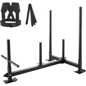 VEVOR Weight Training Sled, Pull Push Power Sled with Handle, Fitness Strength Resistance Training, Steel Workout Equipment for Athletic Exercise & Speed Improvement, Fit for 2" Weight Plate, Black