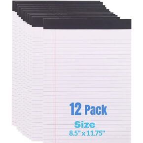 1InTheOffice Note Pads 8.5 x 11, Wide-Ruled Letter Size Writing Pads, White 50 Sheets per Notepads, 12 Pack