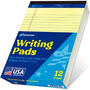 5"x8" Legal Pads,College Ruled,Canary Paper,12 Pack,50 Sheets Per Writing Pad,Micro perforated Writing Pad,BL-SCY50C-12PAD