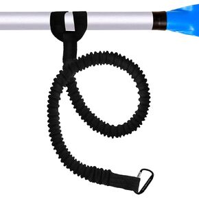 Kayaking Paddle Leash Tether 1 Pack- Stretchable Coiled Lanyard Safety Tool for Kayak, Paddle, Fishing Rod Extend to 59inch (Black)