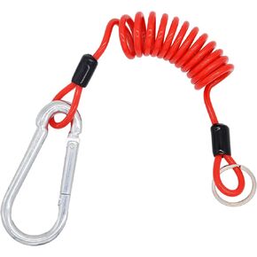 Multi-Functions Spring Safety Rope, Retractable Coiled Lanyard, Steel Coiled Wire for Trailer Breakaway, Fishing Pole, Kayak Paddle Leash, Boat Outboard Switch Engine Lanyard Urgent Stop Button