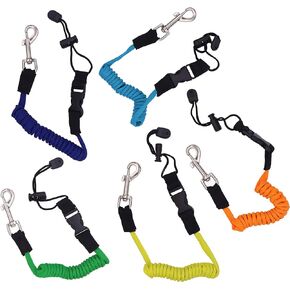 METER STAR 2 PCS Random Color Anti-Lost Elastic Kayak Canoe Paddle Leash Safety Boat Fishing Rod Pole Coiled Lanyard Cord Tie Rope