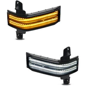 HERCOO Side Mirror Marker Light Turn Signals Lights LED Sequential Switchback White & Dynamic Amber Lamp Smoke Lens Assembly Compatible with Chevy Silverado GMC Sierra 1500 2500 HD 3500 HD 2016-2018