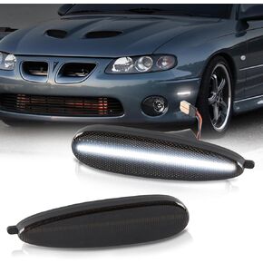 مصابيح LED للعلامات الجانبية من Gempro لسيارة Pontiac GTO 2004-2006 مصابيح أمامية لوقوف السيارات لون مدخن، قطعتان (LED أبيض)