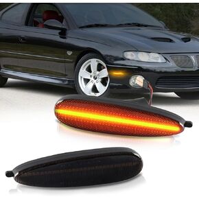 Gempro LED Side Marker Lights for Pontiac GTO 2004-2006 Front Bumper Marker Parking Lamps Smoked Len, 2PCS (White Led)