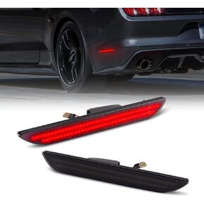 Gempro Rear Bumper Reflector Lights for Ford Mustang 2015-2017 Led Red Brake Tail Lamps Smoked Len, 2PCS