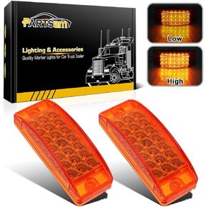 Partsam 2pcs 6" Rectangle Amber 21LED Marker Light Turn Signal 6x2 Rectangular Clearance Lights for Trailer Truck RV Camper Motorhome Golf Cart