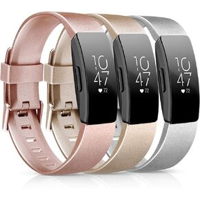 [3 عبوات] أساور من مادة TPU الناعمة متوافقة مع Fitbit Inspire 2 / Fitbit Inspire HR/Fitbit Inspire/Fitbit Ace 2 أساور معصم رياضية مقاومة للماء من أجل Fitbit Inspire HR (01 ذهبي وردي/ذهبي/فضي، صغير)