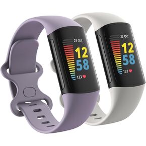 2 Pack Waterproof Bands Compatible with Fitbit Charge 6 / Charge 5 Bands | Classic Soft Breathable Sport Replacement Wristbands for Women Men, (Large 7.1''-9.1'', black/black) in Kuwait