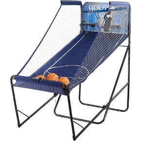 Hathaway Hoops Dual Basketball Arcade Game with Electronic Digital Scoring and Timer, Easy Folding for Storage, 7 Balls and 2 Nets Blue