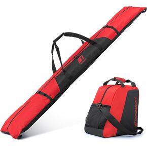 Tonesport Ski Bag and Boot Bag Combo - Ski Bags for Air Travel - Unpadded Snow Ski Bags - For Skis Up to 190cm