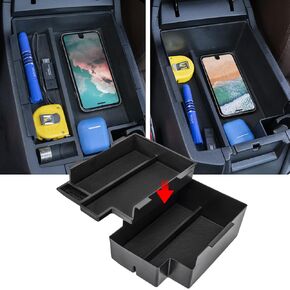 2PCS Center Console Organizer Tray Compatible with Toyota 4Runner 2010-2019 2020 2021 2022 2023 2024 Double Layer Armrest Storage Box with Coin Holder ABS Material Insert Accessories