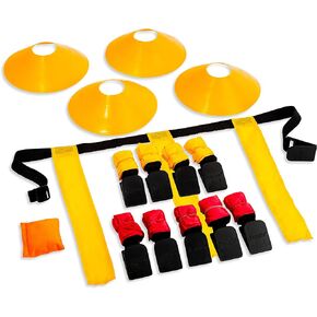 Franklin Sports Flag Football Set - 10 Player Flag Football Belts for Adult + Youth - Equipment Cones + Field Marker Included - 5 v 5 Set