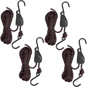 2PCS Kayak Tie Downs Straps, 1/4" x 12ft Adjustable Tie Down Straps Canoe Bow and Stern Tie Down Strap,Heavy Duty Tie Downs Hanger Kayak Accessories