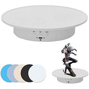 JAYEGT Motorized Rotating Display Stand, 7.87inch /17.6lbs Load, 360 Degree Electric Rotating Turntable for Photography Products, Jewelry, 3D Model,with 5 Colors Backgrounds - White