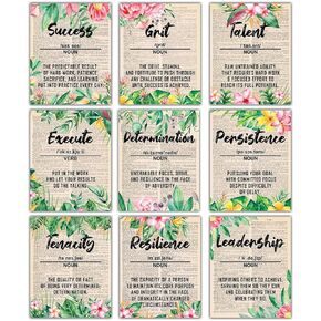 9Pcs Inspirational Phrases Wall Art Prints - Motivational Posters for Classroom Office - Encouraging Positive Sayings Quote Affirmation Decor - Upcycled Vintage Dictionary Theme Unframed 8 x 10 Prints