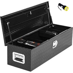 GAOMON Aluminum Diamond Plate Tool Box 13x13x39 Inch, Heavy Duty Truck Toolbox with Sliding Shelf, Waterproof Truck Storage Organizer Chest for Pick Up Truck RV Trailer with Lock & Keys-Silver