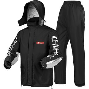 iCreek Motorcycle Rain Suit for Men & Women Waterproof Rain Gear Resistant Raincoat Outdoor Fashion with Hood