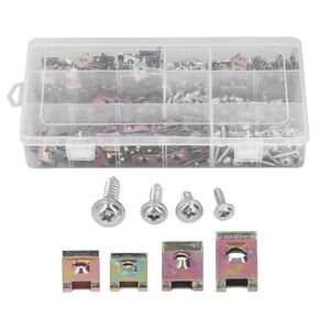 480pcs U Shaped Reed Nut Assortment Kit Clip Galvanized Professional Reed Nut Zinc Plated Fasteners with Crossed Pad Screws for Motorcycle Automobiles