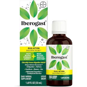 Iberogast Dual Action Digestive Relief, Daily Herbal Supplement, Supports Gut Health* Helps: Relieve Occasional Upset Stomach (bloating relief, nausea, heartburn, gas)+Restore Digestive Function* 50ml
