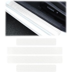 4PCS Car Door Sill Scuff Plate Protectors, Carbon Fiber Welcome Pedal Scratch Cover Stickers, Universal Threshold Anti-Scratch Door Entry Edge Guard Protection Trim for Car SUV Truck